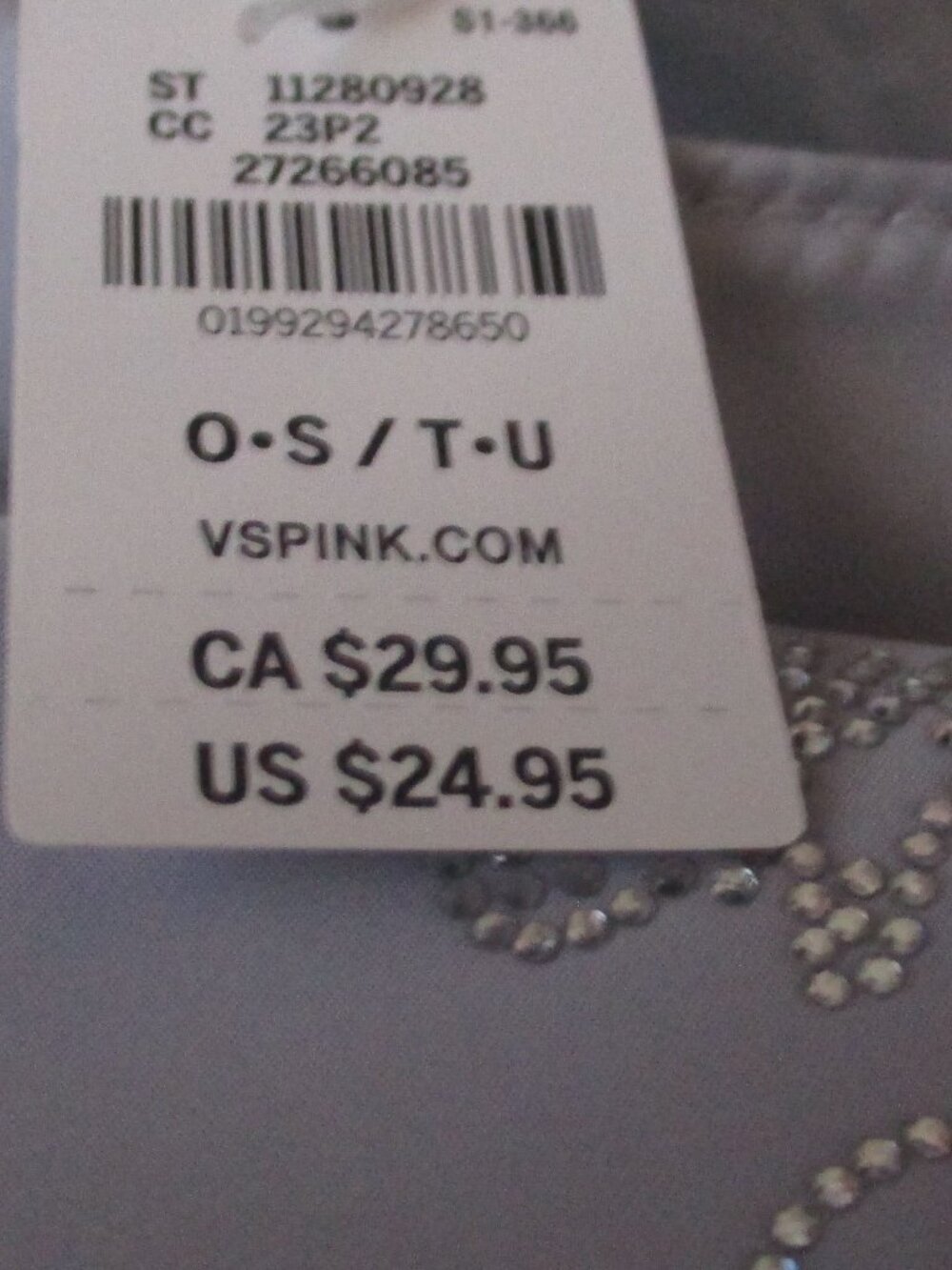PINK VICTORIA SECRETS Nylon Snap Makeup Bag, Dusty Lilac Diamanté Butterfly NWT - Picture 5 of 5